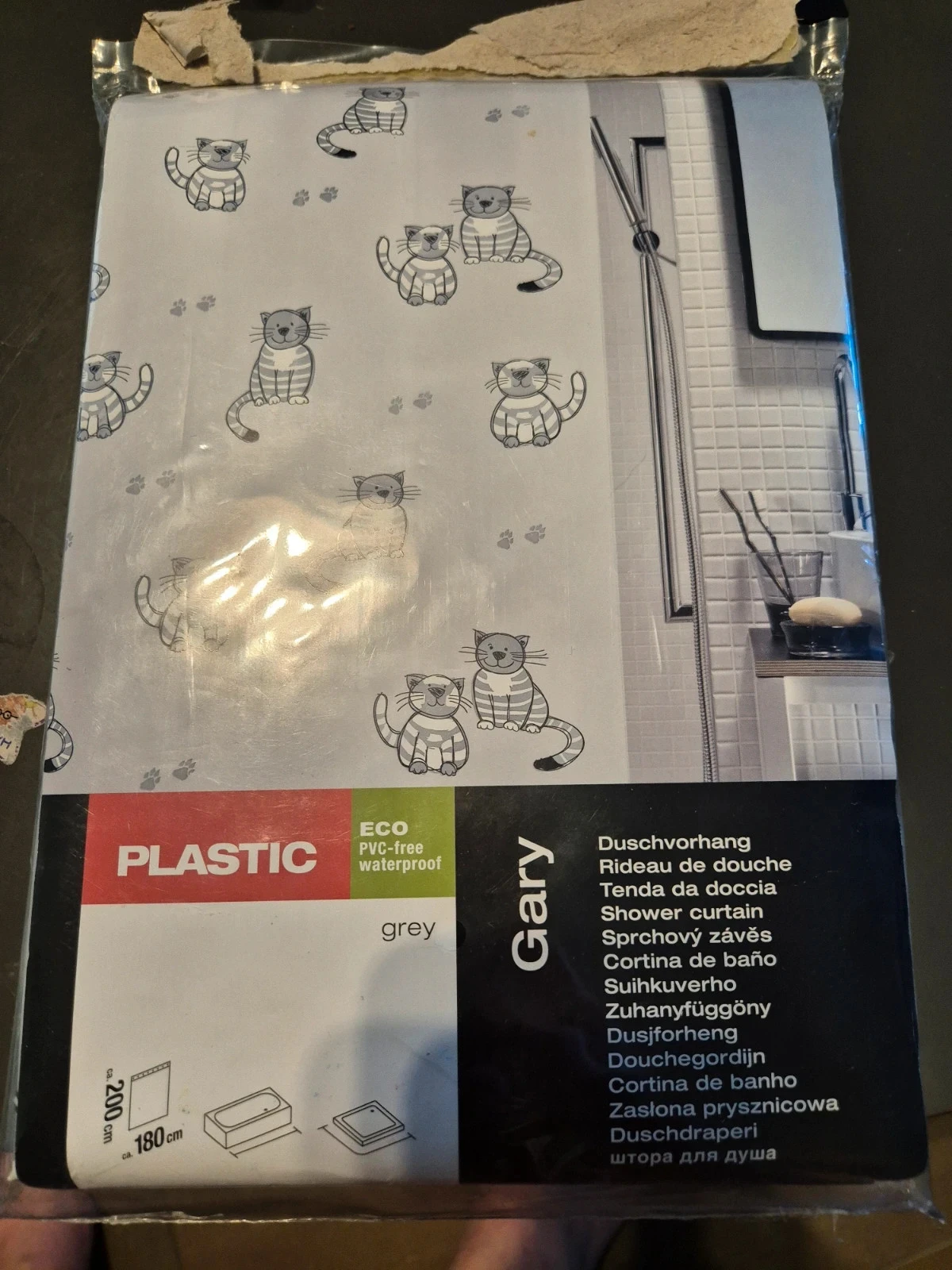 Cortina de ducha con estampado de gatos 200 x 180 cm PVC Gratis – photo 5